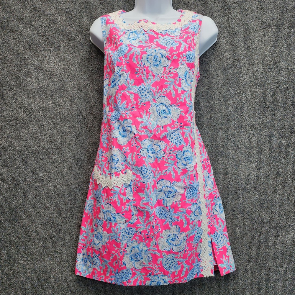 NWT Lilly Pulitzer Ginge Shift Romper Floral Lace Pocket Roxie Pink Cotton 6